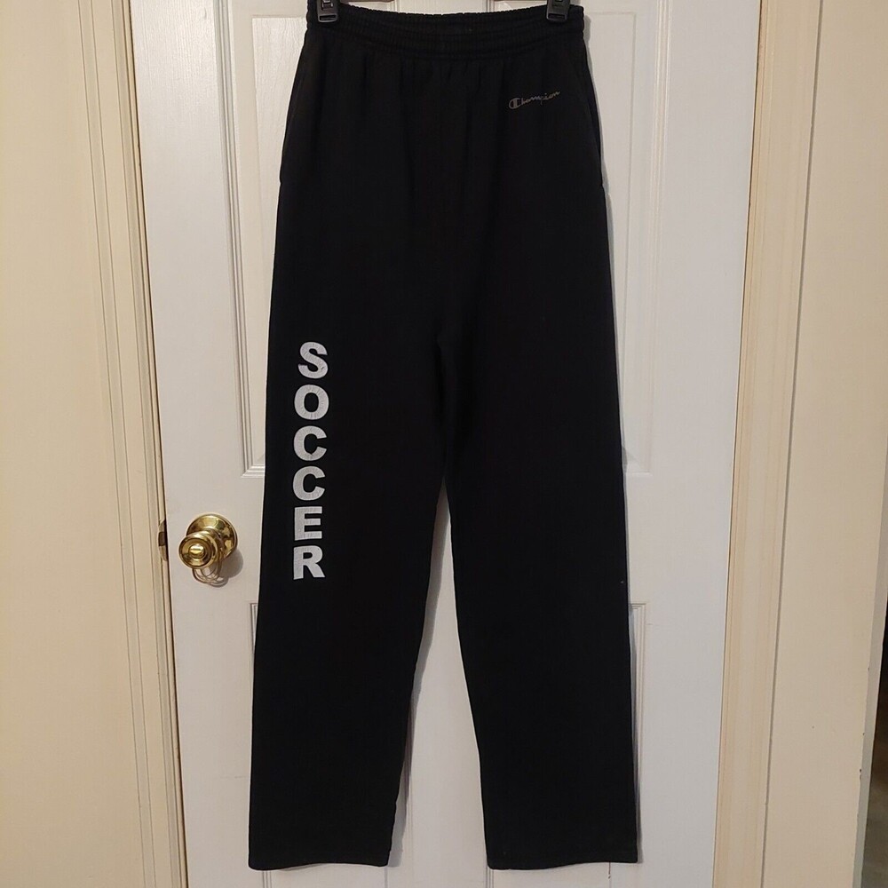 Champion Black High Waisted Open Bottom Penfield Soccer Sweatpants Sz Small